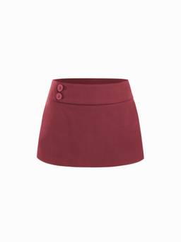 Cider - Cotton A-Line Women's Low Rise Button Mini Skirt Wine