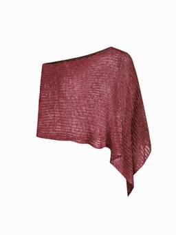 Cider - Multi-way Women's Asymmetric Knit Poncho Top Burgundy