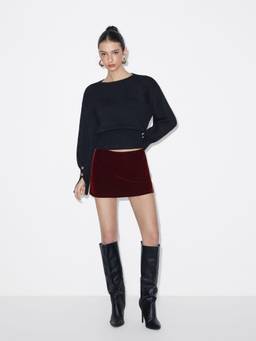 Cider - Velvet Women's Low Rise Split Zipper Mini Skort Wine