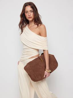 Cider - Asymmetrical Neck Women Ruched Co-ord Set Beige