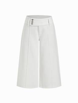 Cider - Washed Denim Women's Low-Rise Wide Leg Capris White