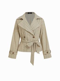 Cider - Cotton Blend Women Belted Crop Windcheater Sand colour