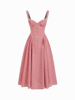 Cider - Cotton Blend Women’s U-Neck Ruffled Lace-Up Flared Maxi Dress Wine