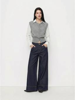 Cider - Knit Women's Button-Front Waistband Vest Grey