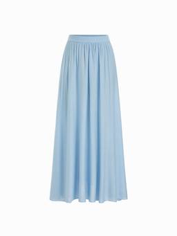 Cider - Knit Women's High Stretch Draped Maxi Skirt Sky Blue