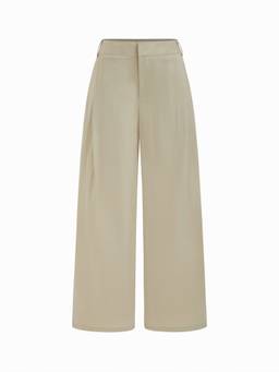 Cider - Cotton-Blend Women Mid-Waist Straight Leg Trousers Khaki