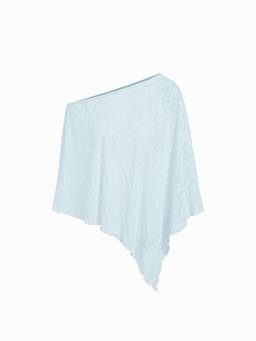 Cider - Chiffon Women's Oversized Asymmetrical Hem Poncho Top Baby Blue