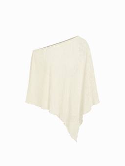 Cider - Chiffon Women's Oversized Asymmetrical Hem Poncho Top Beige