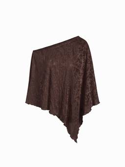 Cider - Chiffon Women's Oversized Asymmetrical Hem Poncho Top Brown