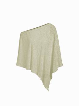 Cider - Chiffon Women's Oversized Asymmetrical Hem Poncho Top Pale Green