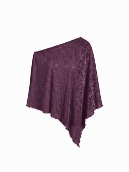 Cider - Chiffon Women's Oversized Asymmetrical Hem Poncho Top Purple
