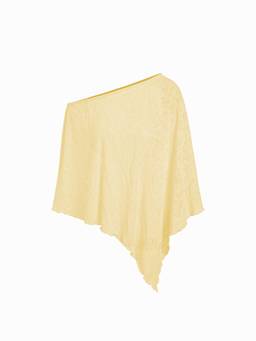 Cider - Chiffon Women's Oversized Asymmetrical Hem Poncho Top Yellow