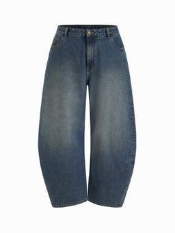 Cider - Denim Women's Mid-Rise Barrel-Leg Regular Fit Jeans Indigo