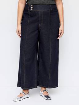 Cider - Denim Women's High Rise Baggy Wide Leg Jeans Dark Navy