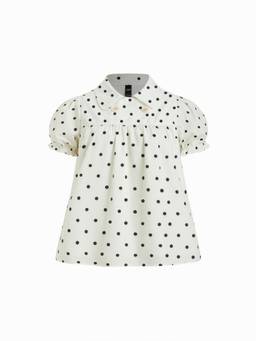 Cider - Cotton Blend Women's Puff Sleeve Oversized Blouse Beige