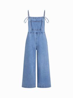 Cider - Denim Knotted Pocket Women’s Wide-Leg Playsuit Blue