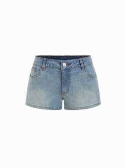 Cider - Stretch Denim Women's Low Waist Floral Denim Shorts Blue