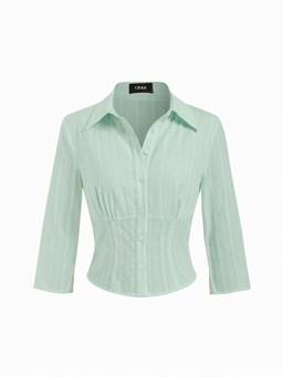 Cider - Textured Shirred Waist Women’s Cotton Blouse Indigo