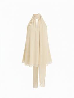 Cider - Cowl Neck Women Oversized Longline Blouse Cream