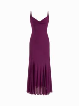 Cider - Mesh Sweetheart Women Floral A-Line Maxi Dress Purple