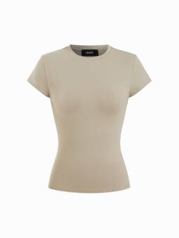 Cider - Cotton-Blend Women's High Stretch Round Neck Tee Olive