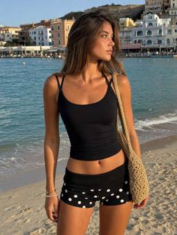 Cider - High Stretch Women Low Waist Micro Shorts Black