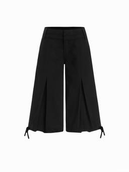 Cider - Washed Denim Women Low-Waist Drawstring Hem Bermuda Shorts Black