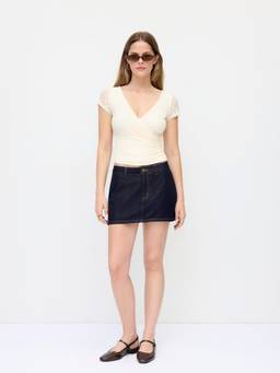 Cider - Washed Women's Low-Rise A-Line Mini Skort Dark denim
