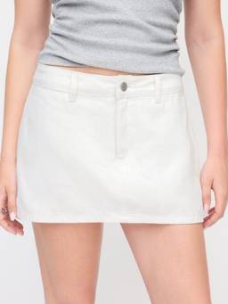 Cider - Washed Denim Women Low-Rise A-Line Mini Skort Ecru