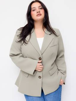 Cider - Curve & Plus Women Tailored Notched Lapel Blazer Pale Green