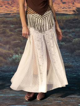Cider - Lace Women's Low Rise Flared Maxi Skirt Beige