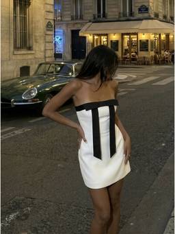 Cider - Bowknot Women's Strapless A-Line Mini Dress White