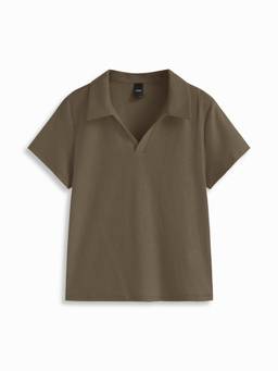 Cider - Cotton Blend Women's Regular Fit Polo Collar T-Shirt Olive