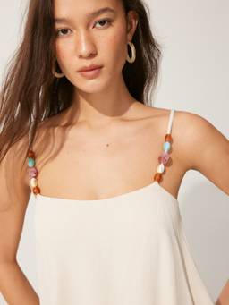 Cider - Linen Blend Women Asymmetrical Cami Co-ord Set Off White