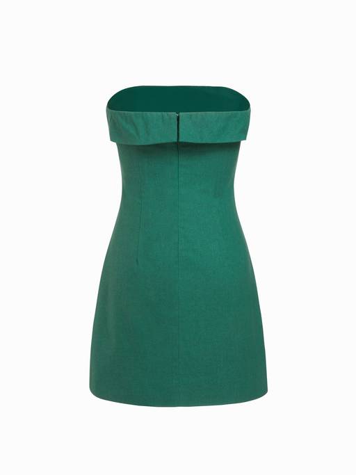 cider dark green dress Buy Linen Blend Women's Strapless Bandeau A-Line Mini (XXS) Online COLLECTION_The Wedding Edit
