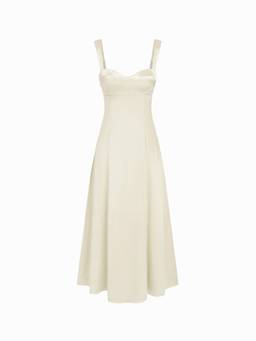 Cider - Satin Sculptural Women's Sweetheart Lace-Up Mermaid Maxi Dress Cream