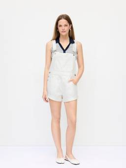 Cider - Women's Solid Regular Fit Dungaree Playsuit Off White