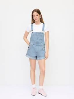 Cider - Denim Overall Women's Regular Fit Solid Playsuit Light Blue