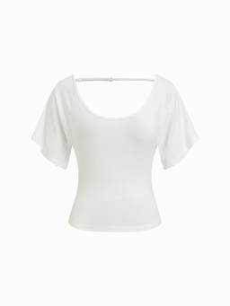 Cider - Viscose Women's Backless Scoop Neck Short Sleeve Top White
