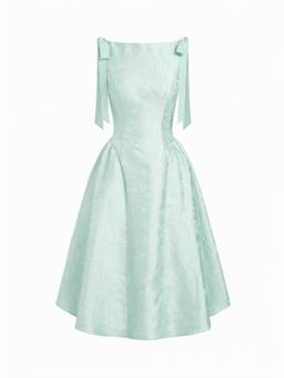 Cider - Jacquard Women's Bow Back Flared Maxi Dress Green