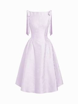 Cider - Jacquard Women's Boat Neck Bow Backless Flared Maxi Dress Purple