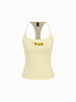 Cider - Beaded Embroidery Women’s Slim Fit Crop Cami Top Yellow