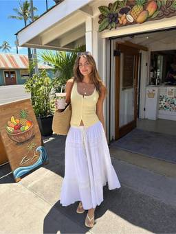 Cider - Cotton Blend Women Lace Trim Scoop Neck Tank Top Yellow