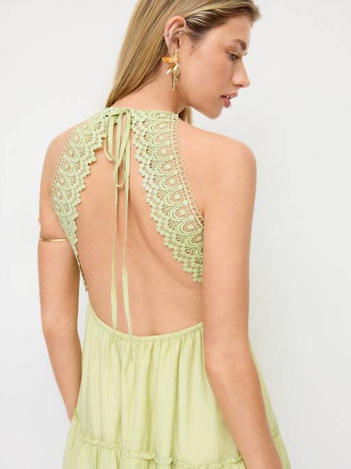 cider green lace dress Buy Women's Halter V-Neck Backless A-Line Mini Light (XXS) Online Bell sleeve