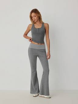 Cider - Cotton Blend Women’s Sleeveless Polka Dot Pant Set Grey