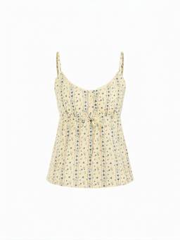 Cider - Floral Lace Trim Women's Scoop Neck Cami Top Yellow