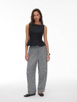 Cider - Cotton Women's Boat Neck Peplum Co-ord Set Black