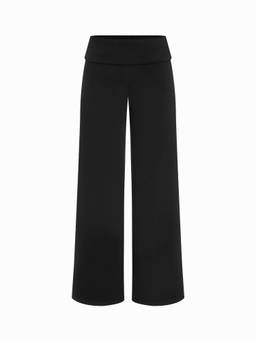 Cider - High Stretch Women’s Low-Rise Foldover Straight-Leg Trousers Black