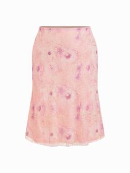 Cider - Mesh Floral Embroidery Women Mid-Rise Mermaid Midi Skirt Purple