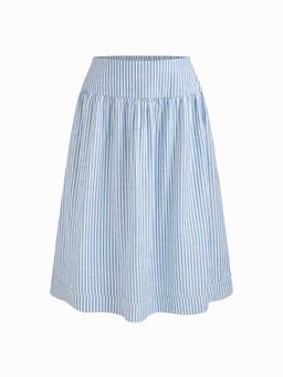 Cider - Cotton Blend Women Mid-Rise Striped Flared Maxi Skirt Blue
